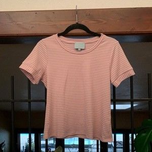 Skies Are Blue Women's Baby T Size Small Ribbed Fitted Bodycon Short Sleeve Top